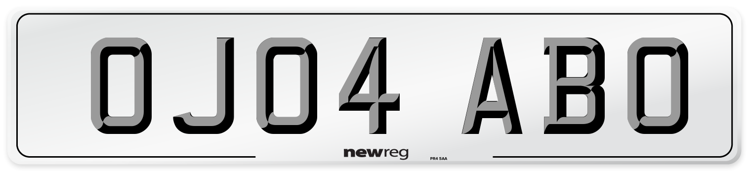 OJ04 ABO Number Plate from New Reg